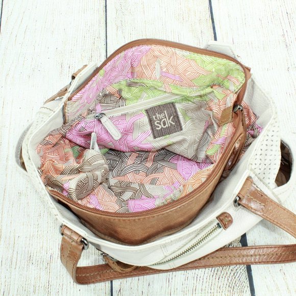 The Sak Cream Brown Leather Purse Shoulder Bag - Picture 10 of 11